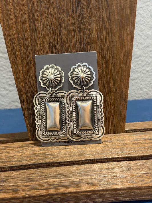Rectangular Dangler New Arrivals – Cowboy Sky Silver & Turquoise