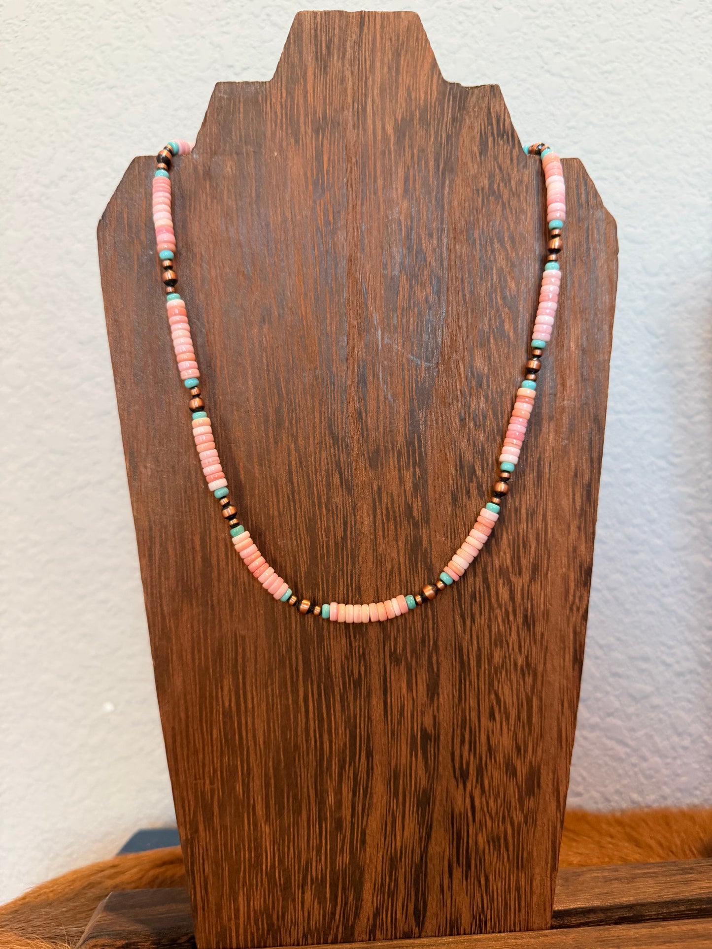 Pink Conch & Copper Necklace