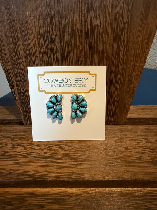 Blue Kingman Half Cluster Earring