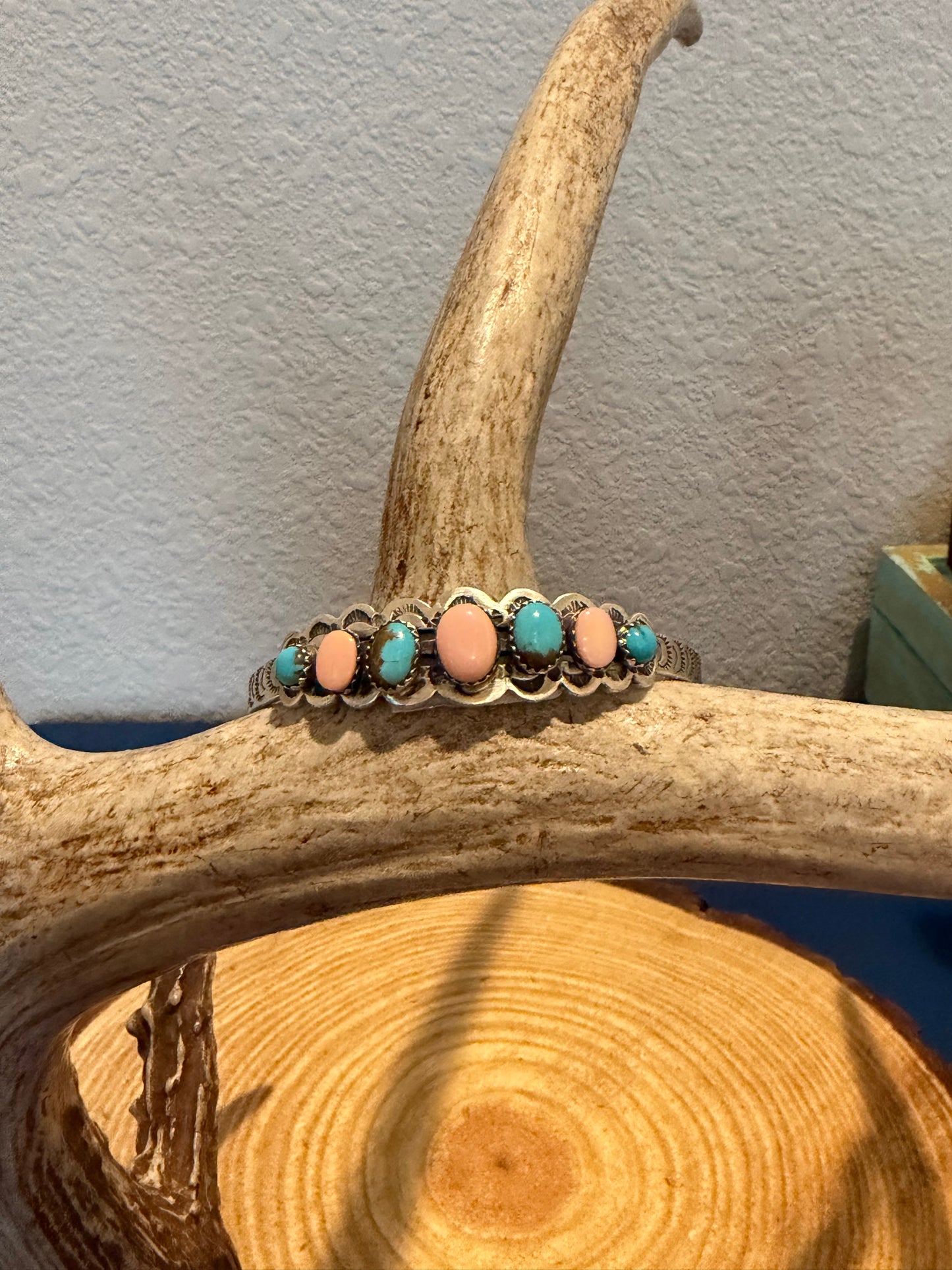 Pink Conch & Kingman Cuff