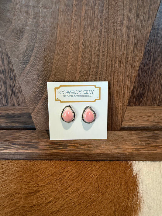 Pink Conch Teardrop Studs